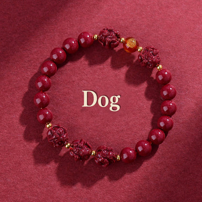 Buddhist Blessing Chinese Zodiac Cinnabar Keep Away Evil Spirits Blessing Bracelet
