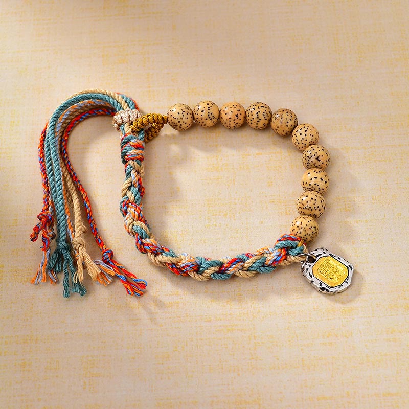 Buddhist Blessing Tibetan Colored Rope Bodhi Seed Zakiram Goddess Of Wealth Adjustable Protection Bracelet