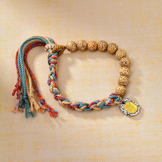 Buddhist Blessing Tibetan Colored Rope Bodhi Seed Zakiram Goddess Of Wealth Adjustable Protection Bracelet