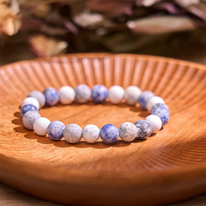 Buddhist Blessing White Turquoise Picasso Jasper Blue Spot Jasper Relaxation Bracelet