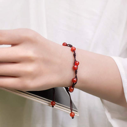 Buddhist Blessing Red Agate Moss Agate Cinnabar Calm Bracelet