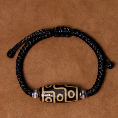 Buddhist Blessing Tibetan Nine-Eye Dzi Bead Three-eyed Dzi Bead Wealth Protection Rope Bracelet