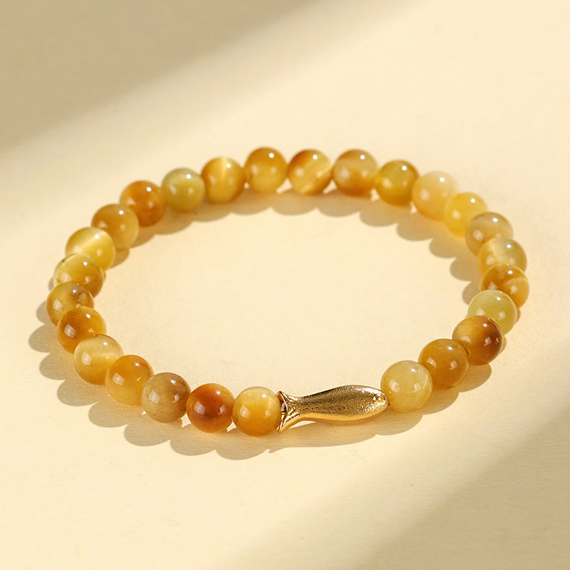 Buddhist Blessing Tiger Eye Fu Character Bamboo Koi Fish Lotus Om Mani Padme Hum Protection Bracelet