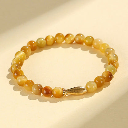 Buddhist Blessing Tiger Eye Fu Character Bamboo Koi Fish Lotus Om Mani Padme Hum Protection Bracelet