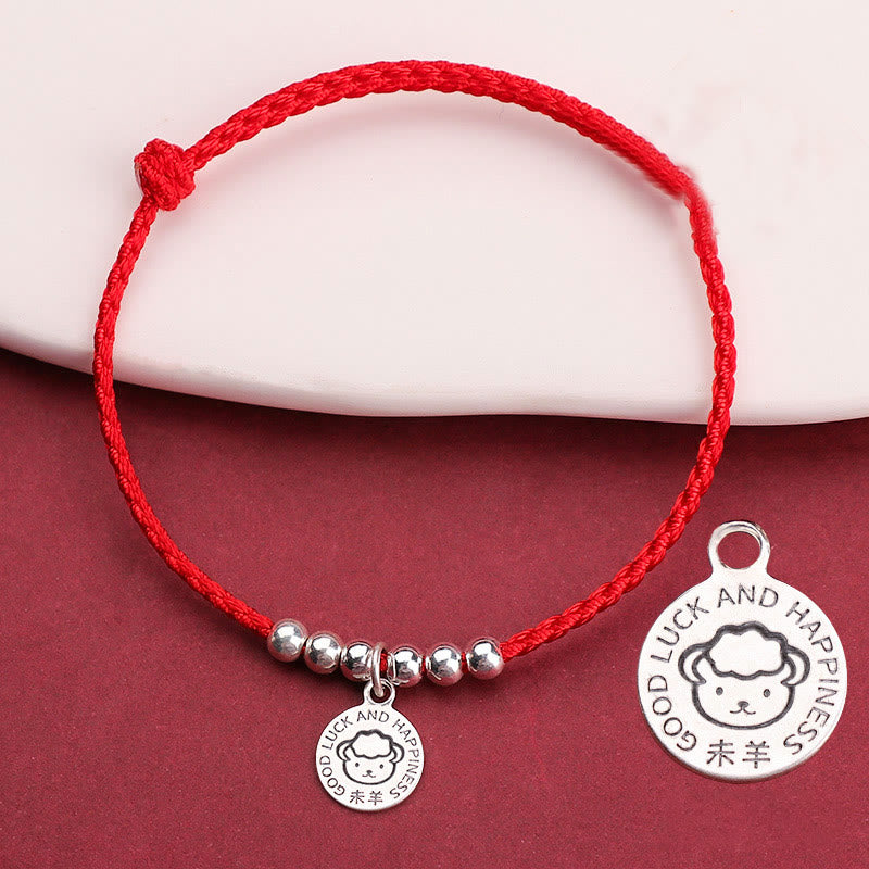 Buddhist Blessing Chinese Zodiac Kid Red String 999 Sterling Silver Protection Bracelet