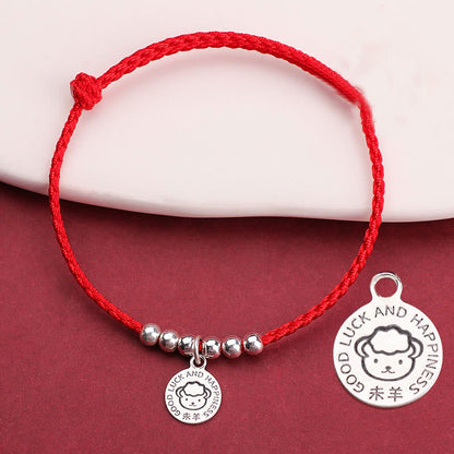 Buddhist Blessing Chinese Zodiac Kid Red String 999 Sterling Silver Protection Bracelet