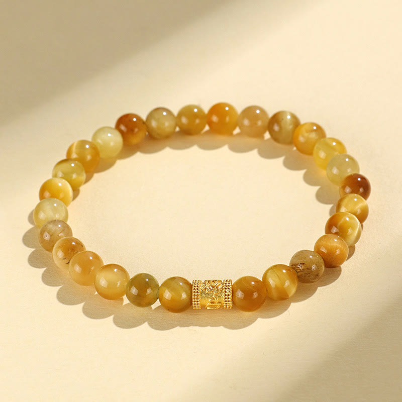 Buddhist Blessing Tiger Eye Fu Character Bamboo Koi Fish Lotus Om Mani Padme Hum Protection Bracelet