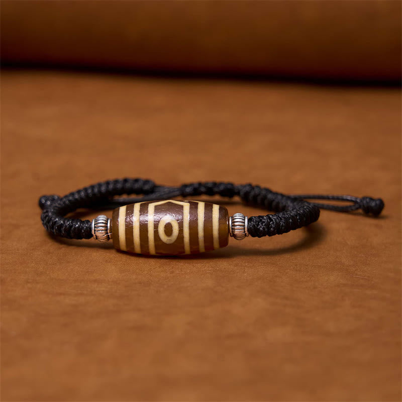 Buddhist Blessing Tibetan Nine-Eye Dzi Bead Three-eyed Dzi Bead Wealth Protection Rope Bracelet