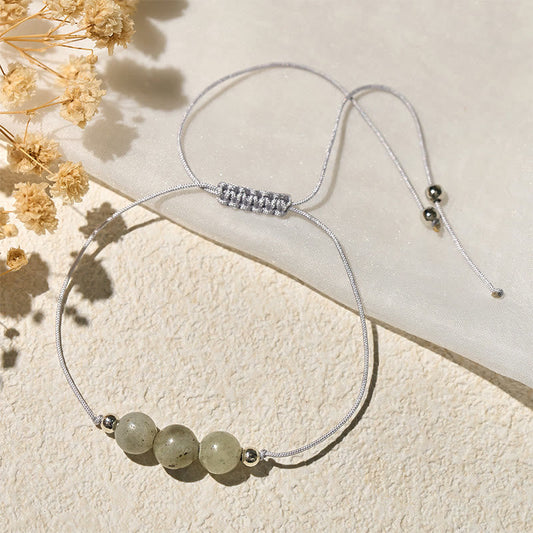 Buddhist Blessing Natural Labradorite Bead Rope Healing Bracelet
