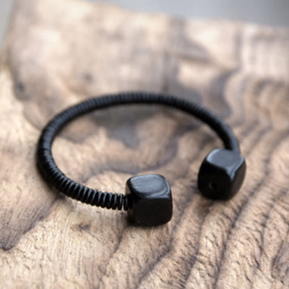 Buddhist Blessing Ebony Wood Green Sandalwood Cube Balance Bracelet