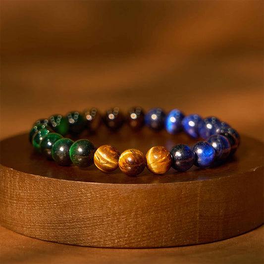 Buddhist Blessing Blue Tiger Eye Green Tiger Eye Tiger Eye Balance Bracelet