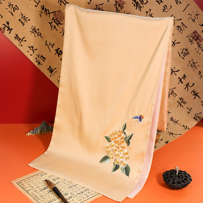 Buddhist Blessing Polyester Shawl Yulan Butterfly Bamboo Magpie Suzhou Embroidery Winter Cozy Travel Scarf Wrap