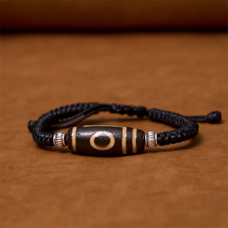 Buddhist Blessing Tibetan Nine-Eye Dzi Bead Three-eyed Dzi Bead Wealth Protection Rope Bracelet