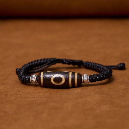Buddhist Blessing Tibetan Nine-Eye Dzi Bead Three-eyed Dzi Bead Wealth Protection Rope Bracelet