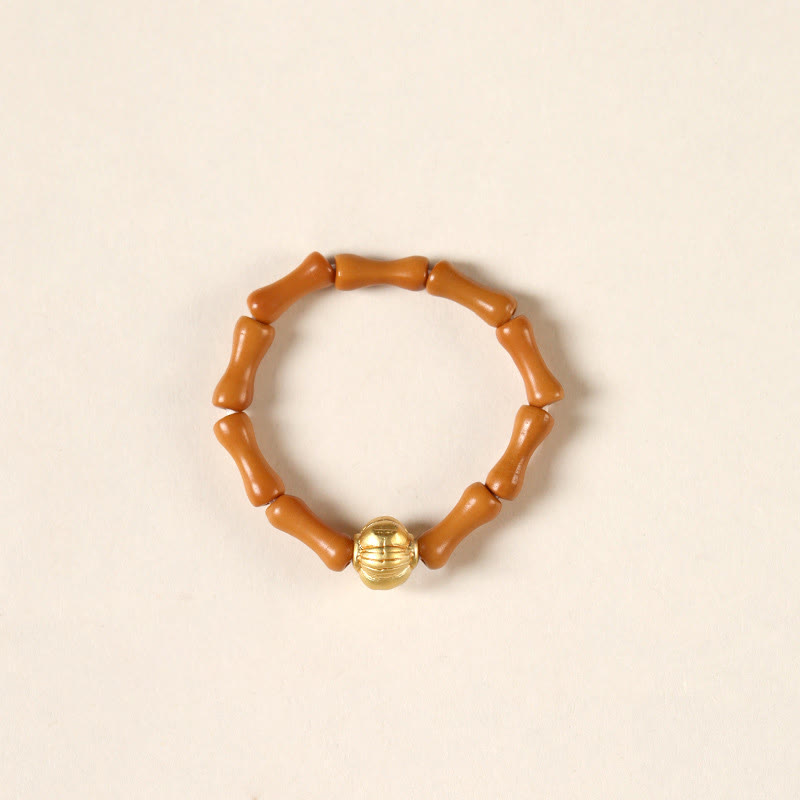 Buddhist Blessing Olive Pit Bead Copper Coin Inner Strength Ring
