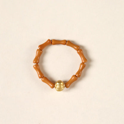 Buddhist Blessing Olive Pit Bead Copper Coin Inner Strength Ring