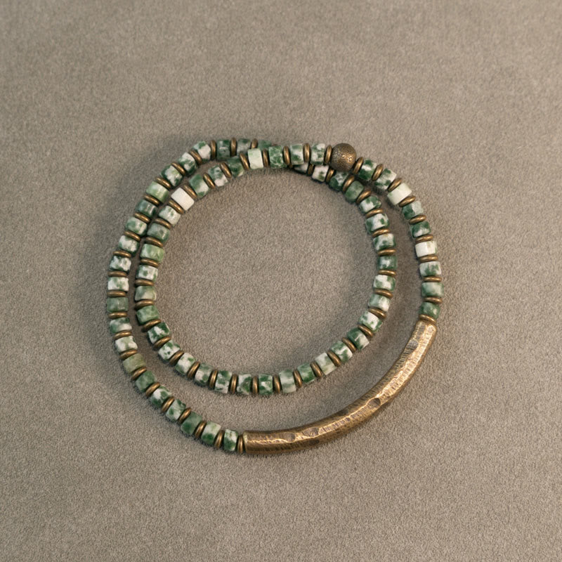 Buddhist Blessing Sodalite Picture Jasper Green Point Stone Harmony Wisdom Bracelet