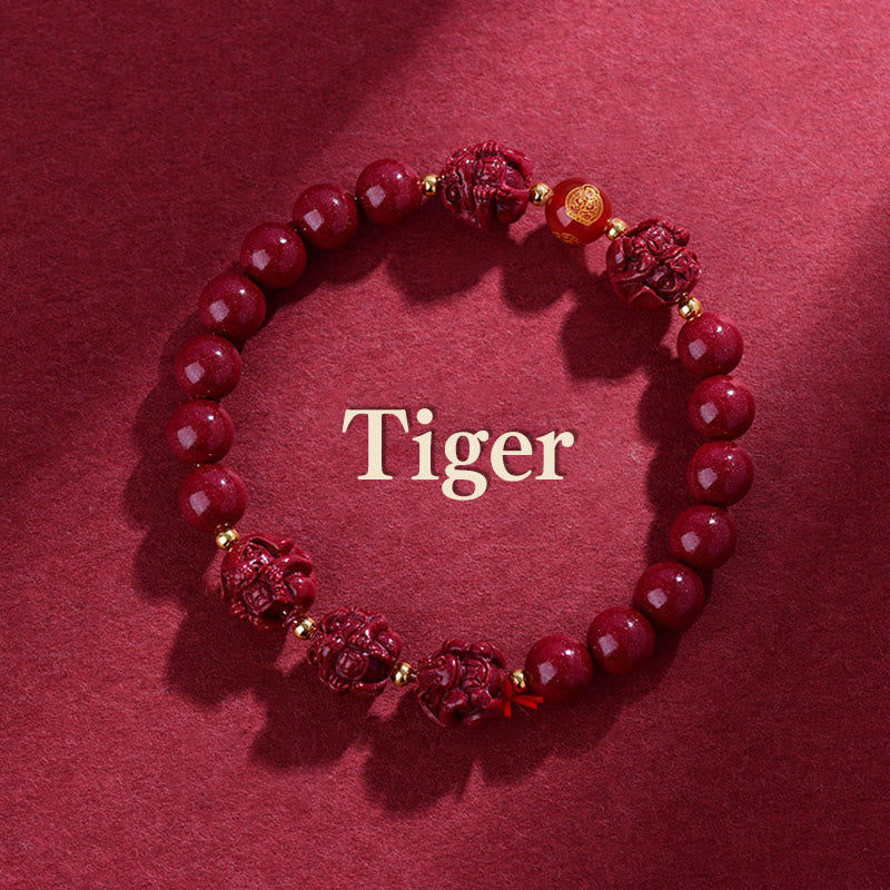 Buddhist Blessing Chinese Zodiac Cinnabar Keep Away Evil Spirits Blessing Bracelet