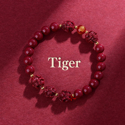 Buddhist Blessing Chinese Zodiac Cinnabar Keep Away Evil Spirits Blessing Bracelet
