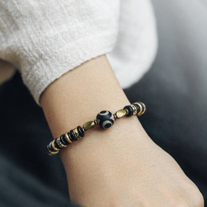Buddhist Blessing Tibetan Bone Beads Ebony Wood Strength Bracelet