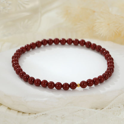 Buddhist Blessing 925 Sterling Silver Cinnabar Beads Blessing Anklet