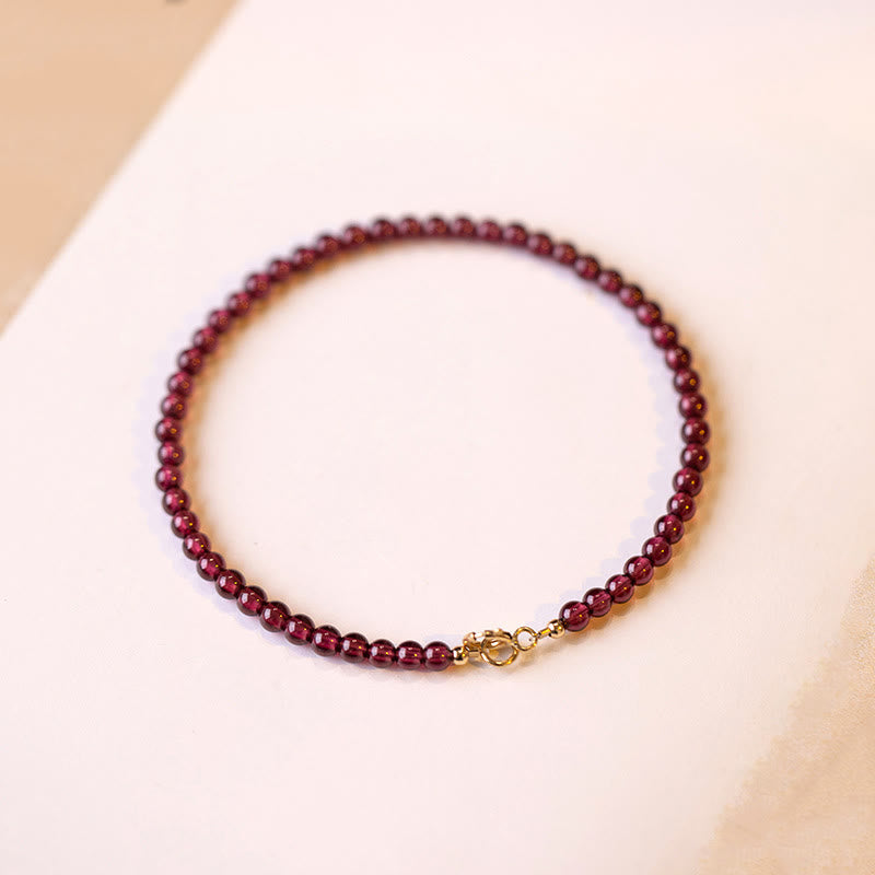 Buddhist Blessing 3mm Natural Small Garnet Ultra-Thin Beads Protection Bracelet