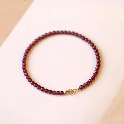 Buddhist Blessing 3mm Natural Small Garnet Ultra-Thin Beads Protection Bracelet
