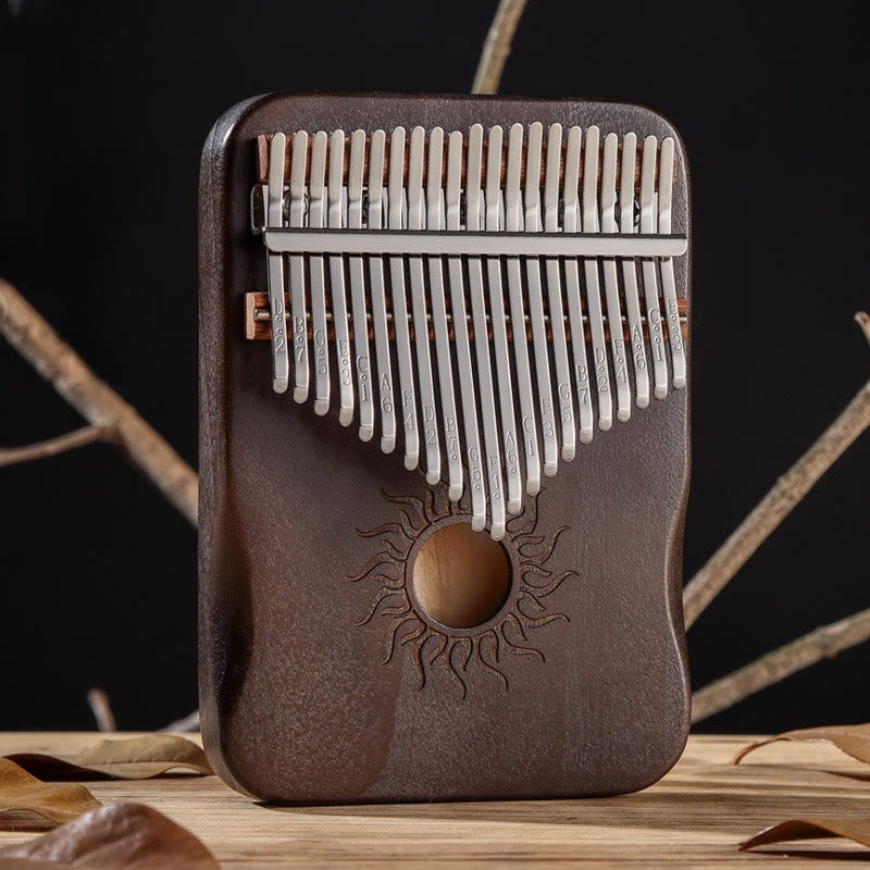 Buddhist Blessing Kalimba 17/21 Keys Thumb Piano Sun Pattern Maple Wood Beginners Portable Finger Piano
