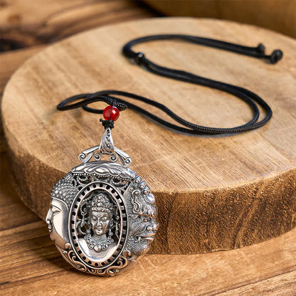 Buddhist Blessing Copper Buddha Devil Pattern Serenity Pendant Necklace