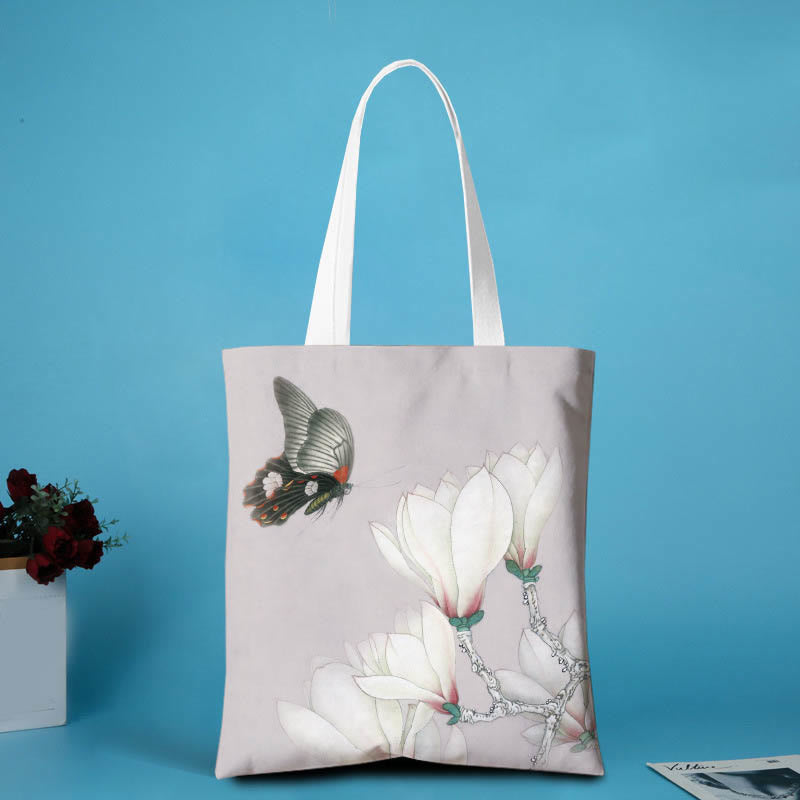 Buddhist Blessing Canvas Peony Shoulder Bag