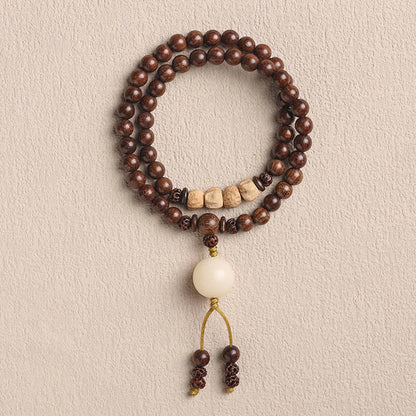 Buddhist Blessing Sandalwood Small Leaf Red Sandalwood Bodhi Seed Purification Double Wrap Bracelet