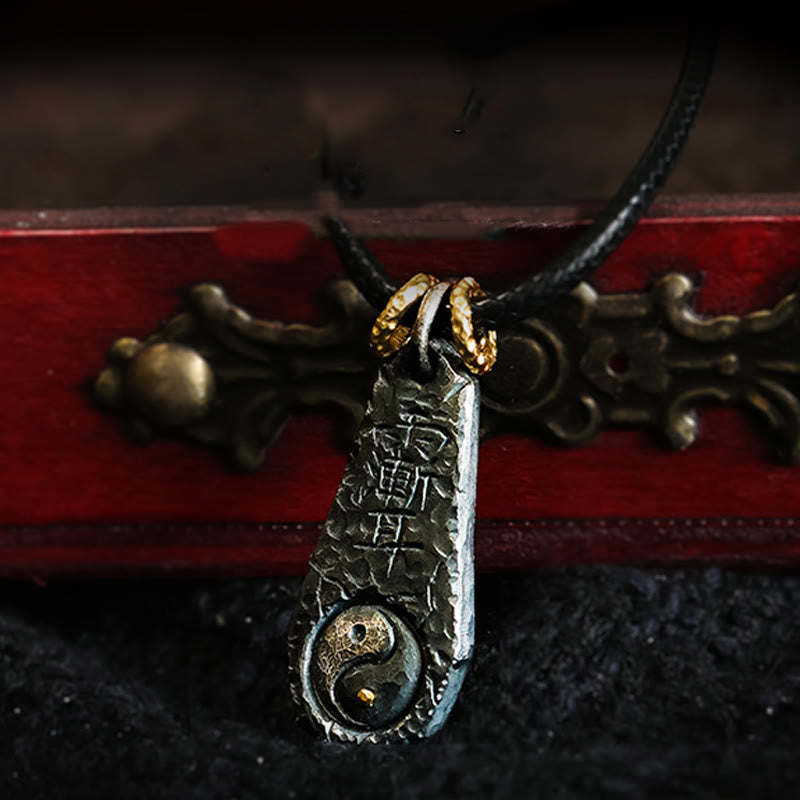 Buddhist Blessing 999 Sterling Silver 24k Gold Big Dipper Yin Yang Design Harmony Necklace Pendant
