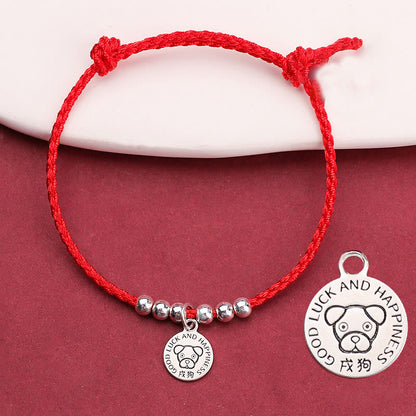 Buddhist Blessing Chinese Zodiac Kid Red String 999 Sterling Silver Protection Bracelet