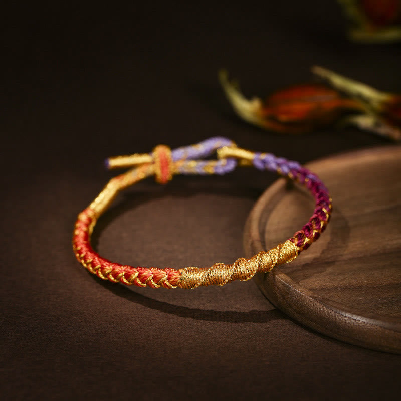 Buddhist Blessing Tibetan Colorful Gold Thread Dragon Scale Knot Protection Braided Bracelet
