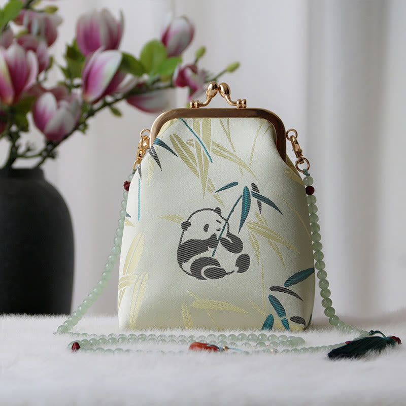 Buddhist Blessing Retro Chinese Embroidery Pearl Chain Crossbody Bag Shoudler Bag