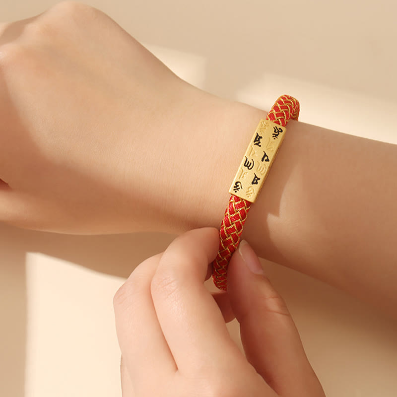 Buddhist Blessing Tibetan Om Mani Padme Hum Various Colors Rope Gold Thread Diamond Knot Luck Buckle Bracelet
