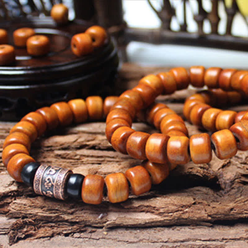 Buddhist Blessing Tibetan Bone Beads Om Mani Padme Hum Strength Bracelet