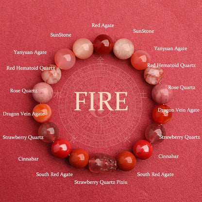 Buddhist Blessing Five Elements Various Agate Crystal Green Strawberry Quartz Moss Agate Green Phantom Luck Bracelet