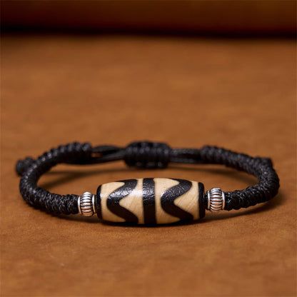 Buddhist Blessing Tibetan Nine-Eye Dzi Bead Three-eyed Dzi Bead Wealth Protection Rope Bracelet
