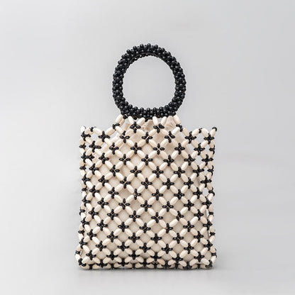 Buddhist Blessing Hand-woven Lozenge Wooden Beads Handbag
