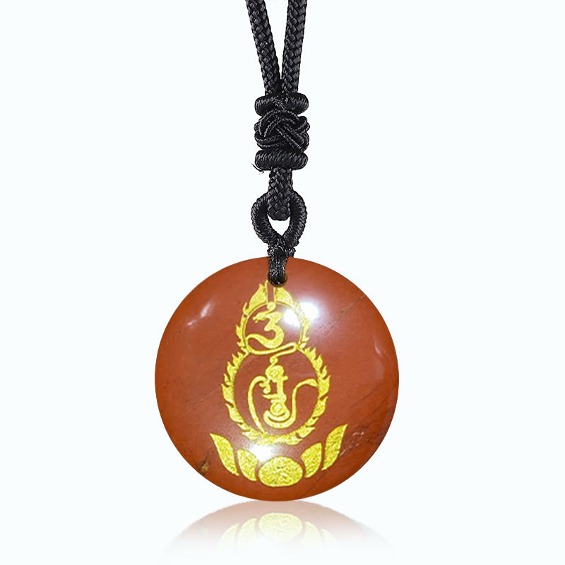 Buddhist Blessing Gourd Lotus Pedestal Pattern Vajra Protection Mantra Natural Various Crystal Black Obsidian Fulfilment Necklace Pendant