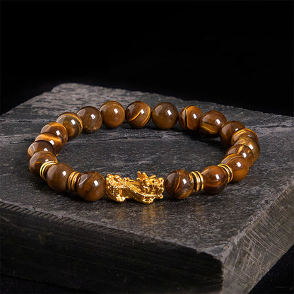Buddhist Blessing Various Color Tiger Eye Beads Spacer Beads Pixiu Wealth Courage Bracelet