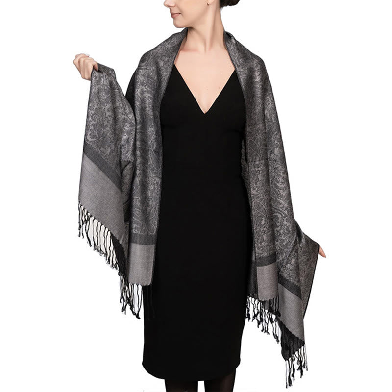 Buddhist Blessing Tibetan Cashew Jacquard Tassels Shawl Spring Fall Winter Warm Cozy Scarf Wrap