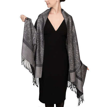 Buddhist Blessing Tibetan Cashew Jacquard Tassels Shawl Spring Fall Winter Warm Cozy Scarf Wrap