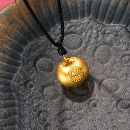 Buddhist Blessing 999 Gold Fu Character Wish Lock Pattern Luck Rope Necklace Pendant