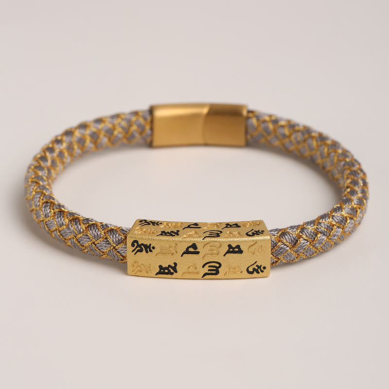 Buddhist Blessing Tibetan Om Mani Padme Hum Various Colors Rope Gold Thread Diamond Knot Luck Buckle Bracelet