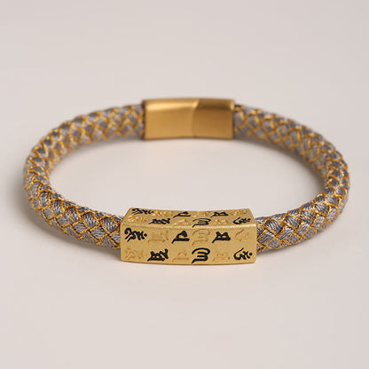 Buddhist Blessing Tibetan Om Mani Padme Hum Various Colors Rope Gold Thread Diamond Knot Luck Buckle Bracelet