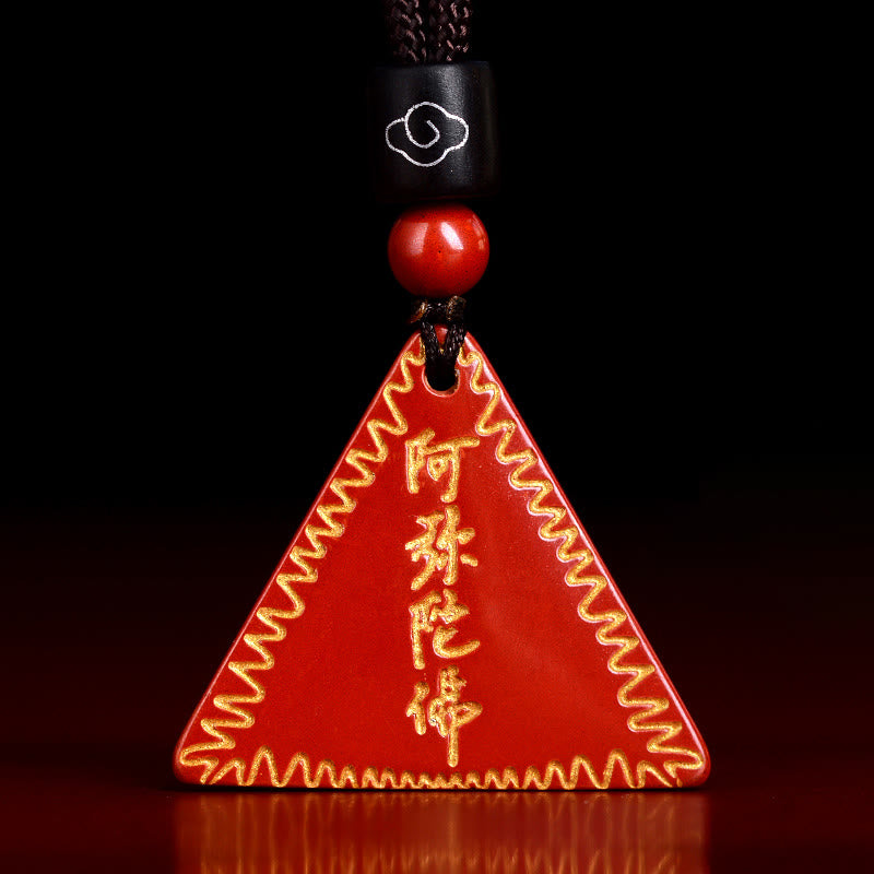 Buddhist Blessing Cinnabar Amitabha Calm Necklace Pendant