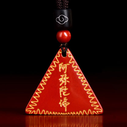Buddhist Blessing Cinnabar Amitabha Calm Necklace Pendant