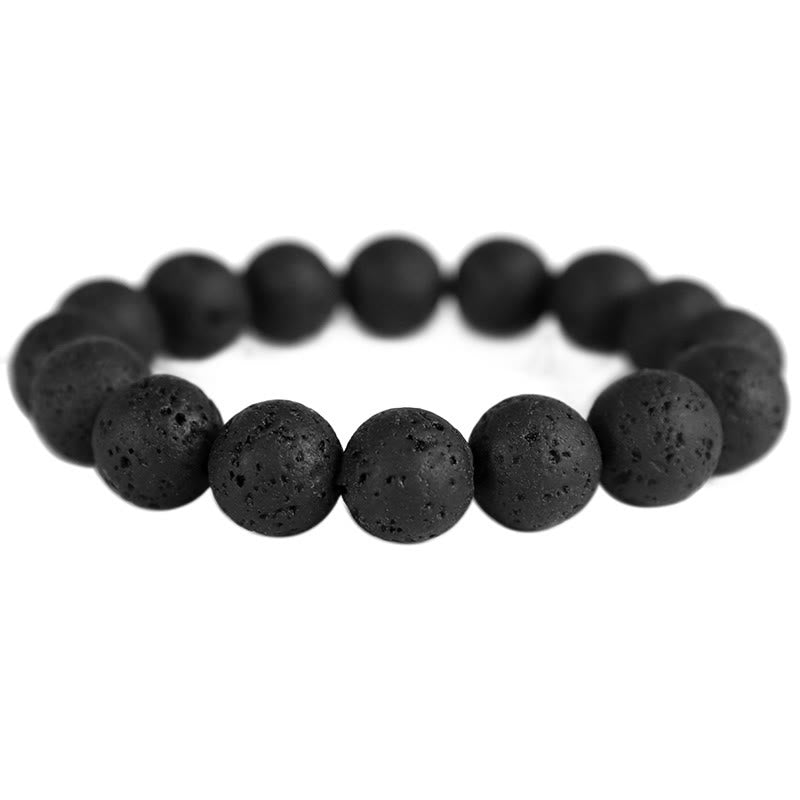 Buddhist Blessing Lava Rock Ebony Wood Tiger Eye Healing Bracelet